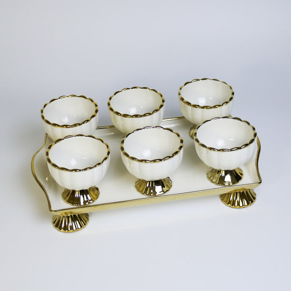 Ceramic Ice Cream Cup sets with tray