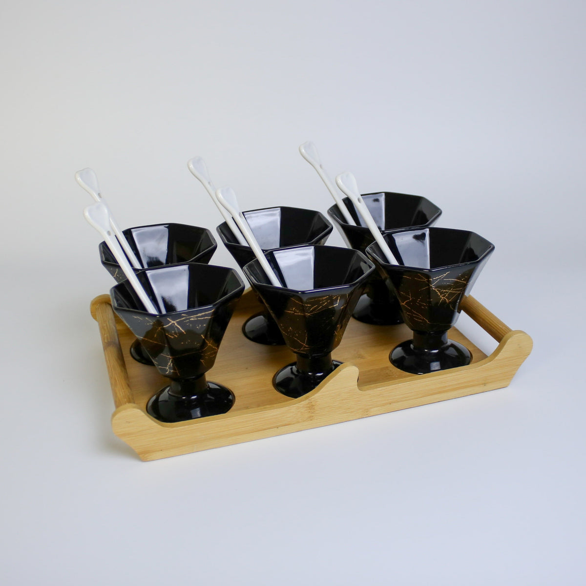 Ceramic Ice Cream Cup 13 Pcs sets with tray