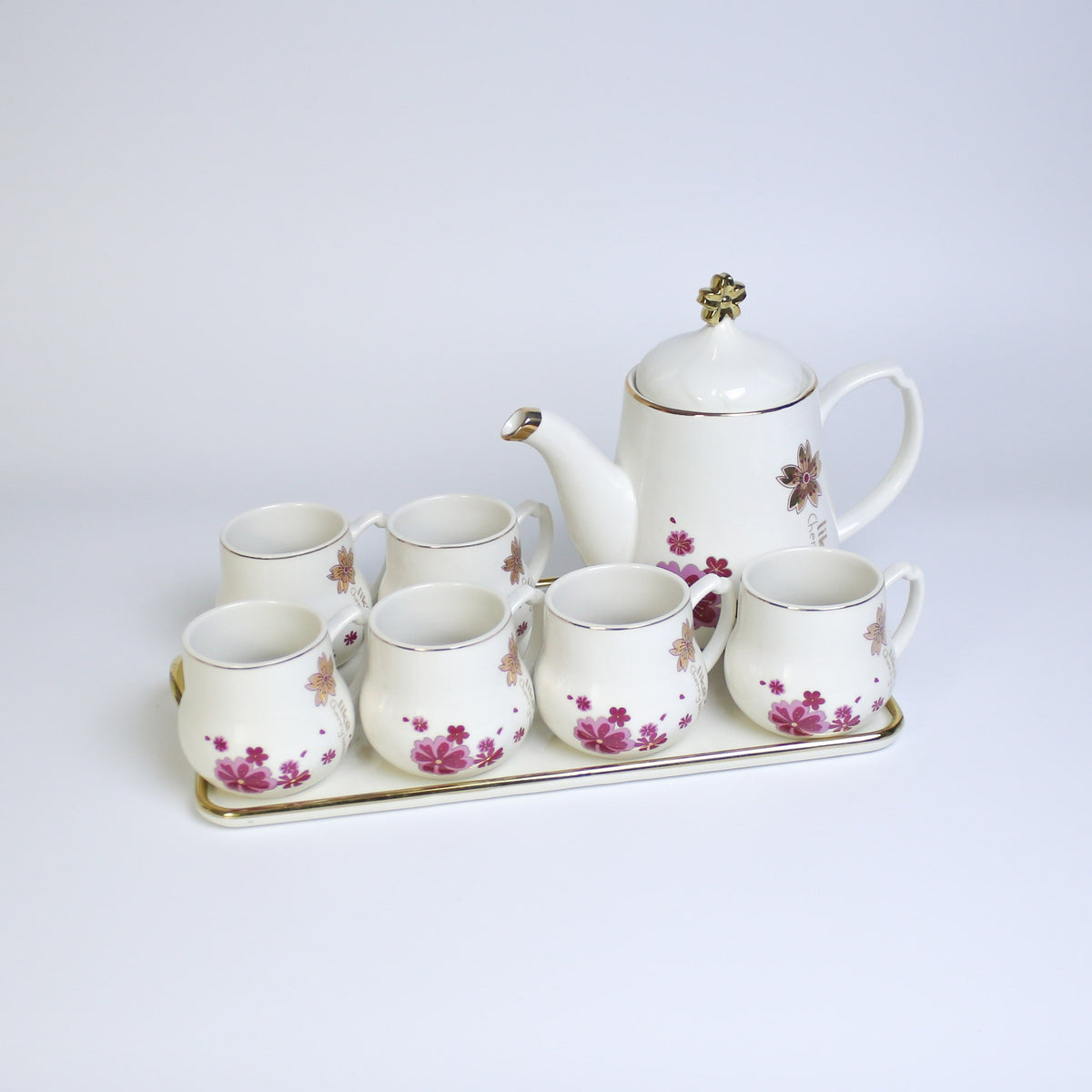 Pink Petal Perk Ceramic Coffee set Tea set 8-Pcs High Quality