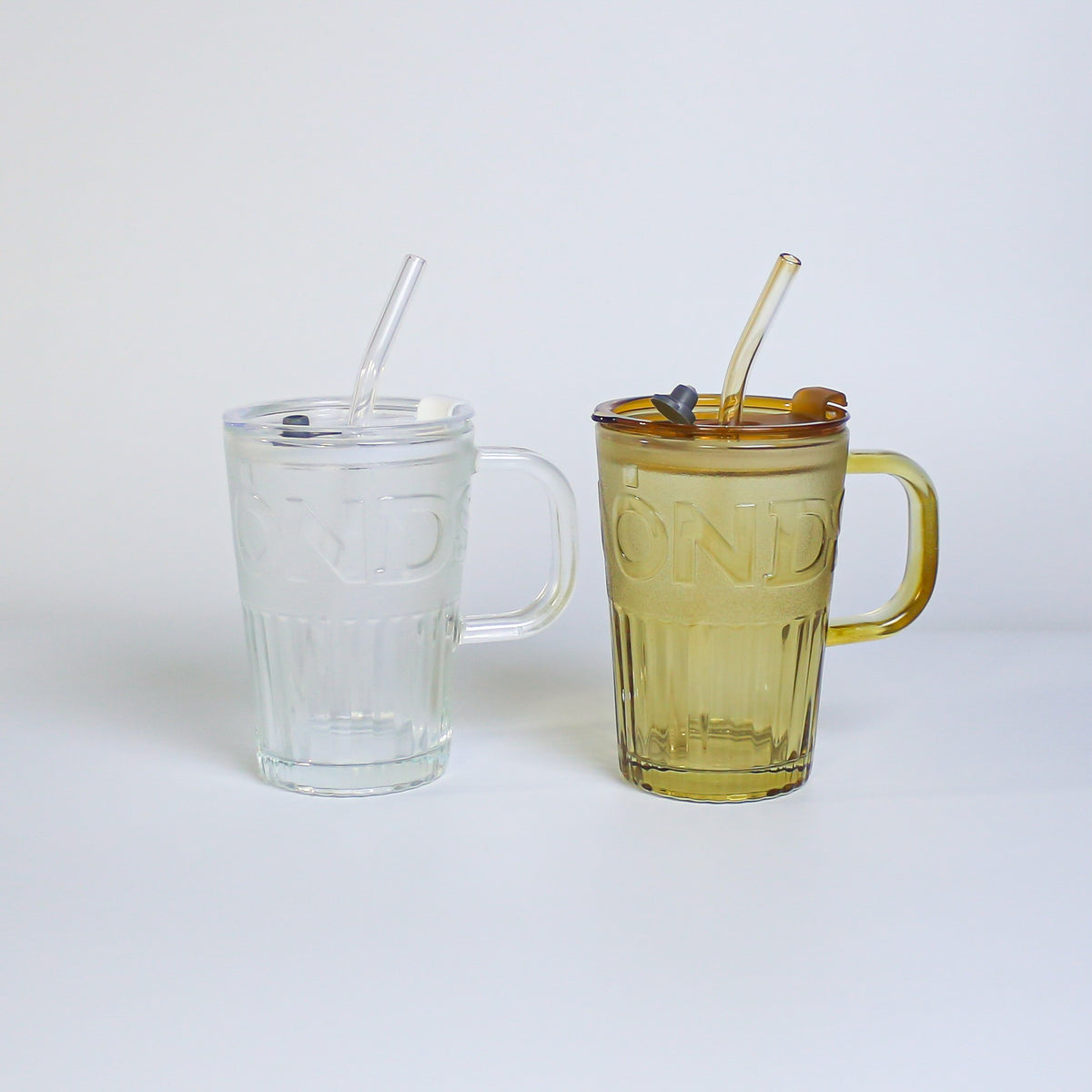 Hot Selling Tableware 415ml Glass Tumbler with Glass straw Glass Water Juice Mug For Home Hotel Restaurant