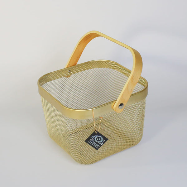 Square metal wire with handle fruit vegetable storage basket