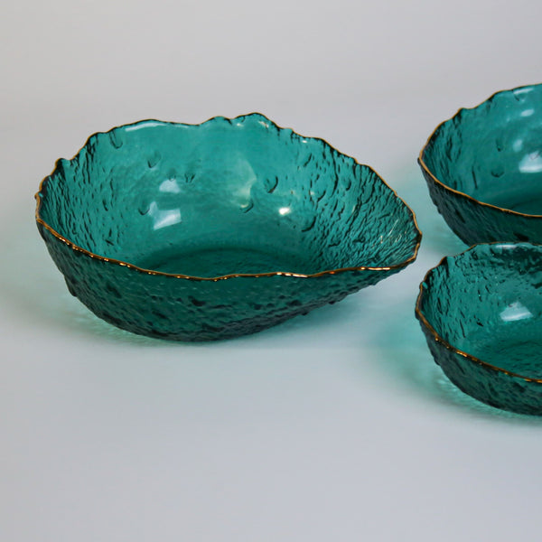 3Pcs Droplet-shaped gold rim Crystal Glass Bowl set Light Luxury Breakfast Bowl set