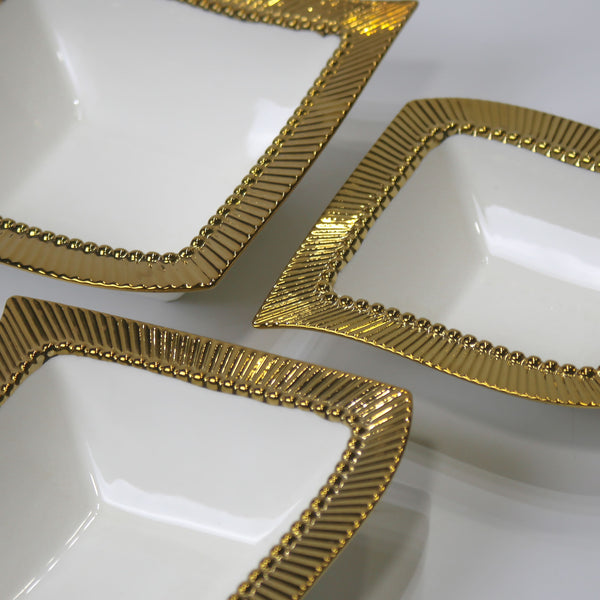 Porcelain Golden Rim Square Shape Serving Bowl Decoration Bowls