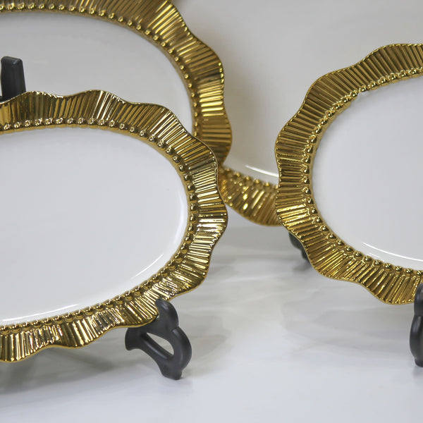 High Quality Porcelain Golden Rim Serving Plate Decoration Plate